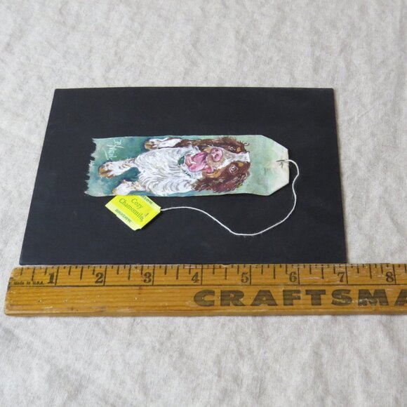 Original Art Hand Painted Tea Bag Art, Spaniel Dog, Artist Signed B. Vens - Picture 7 of 8